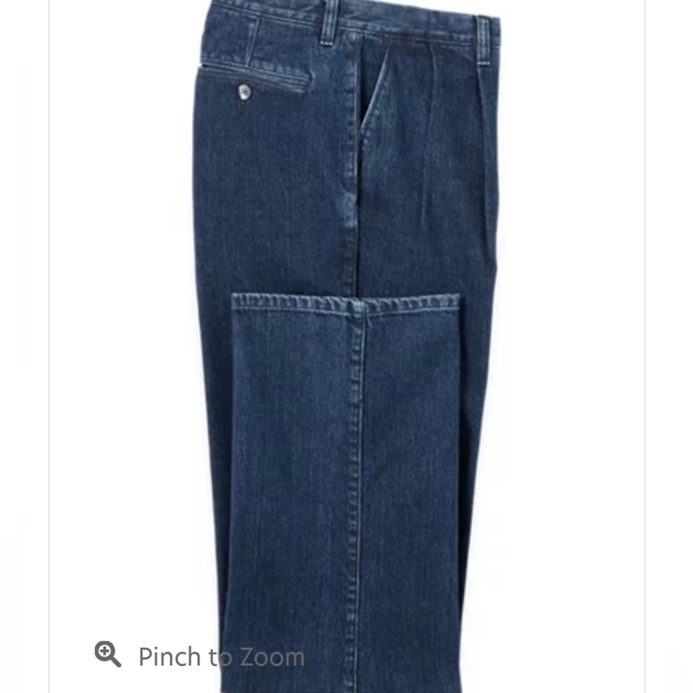 Paul Frederick size 46 blue denim pleated pants.New.